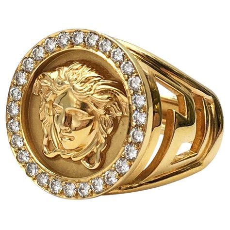 versace medusa ring men|18k gold versace ring.